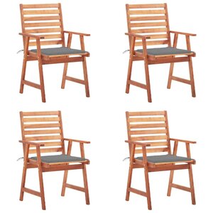 vidaXL Chaises à manger d'extérieur lot de 4 et coussins Acacia massif