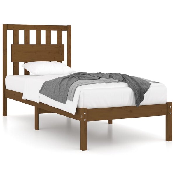 vidaXL Cadre de lit Marron miel Bois de pin massif 100x200 cm