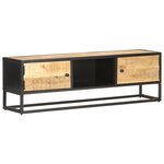 vidaXL Meuble TV avec porte sculptée 130x30x40cm Bois de manguier brut