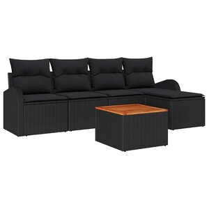 vidaXL Ensemble de canapé de jardin avec stockage 6 Pièces Noir polyrotin