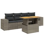 vidaXL Salon de jardin 5 Pièces avec coussins gris résine tressée