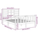 vidaXL Cadre de lit bois massif 120x190 cm petit double