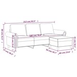 vidaXL Canapé à 3 places avec repose-pieds Rose 180 cm Velours