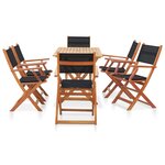 vidaXL Mobilier à dîner d'extérieur 7Pièces Noir Bois d'eucalyptus solide