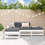 vidaXL Salon de jardin 4 Pièces avec coussins blanc bois massif