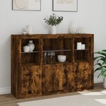 vidaXL Buffets avec lumières LED 3 Pièces chêne fumé bois d'ingénierie