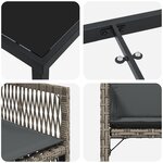 vidaXL Ensemble de repas jardin 5 pièces avec coussins Gris en rotin poly