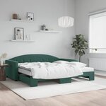 vidaXL Lit de jour et gigogne et matelas vert foncé 100x200 cm velours