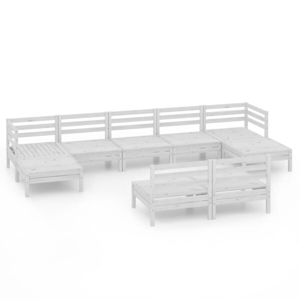 vidaXL Salon de jardin 9 Pièces Blanc Bois de pin massif