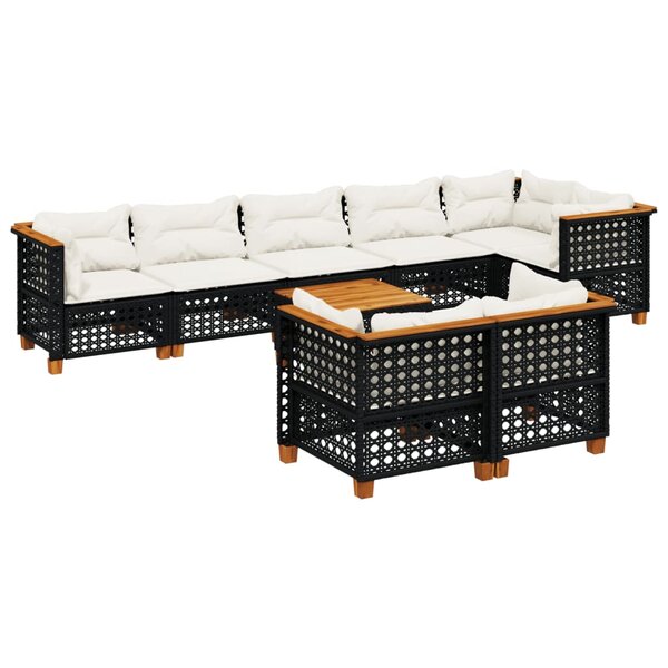 vidaXL Salon de jardin 9 Pièces avec coussins noir résine tressée