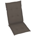 vidaXL Chaises de jardin lot de 2 et coussins taupe Bois teck massif