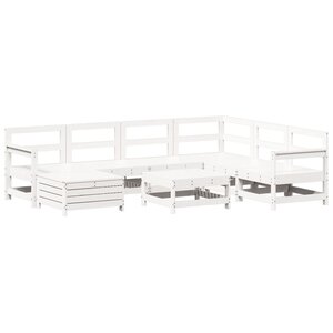 vidaXL Salon de jardin 8 Pièces blanc bois de pin massif