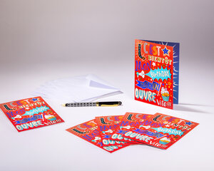 Sachet de 6 cartes doubles d'invitation d'anniversaire enfant/ado et 6 enveloppes