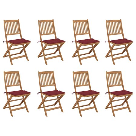 vidaXL Chaises pliables d'extérieur avec coussins 8 Pièces Bois d'acacia