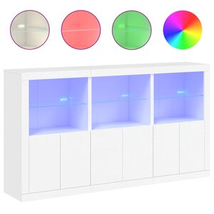 vidaXL Buffet avec lumières LED blanc 181 5x37x100 cm