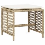 vidaXL Tabourets de jardin et coussins lot de 4 beige 41x41x36cm rotin
