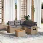vidaXL Salon de jardin avec coussins 6Pièces mélange beige résine tressée
