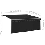 vidaXL Auvent manuel rétractable et store et LED 3x2 5 m Anthracite