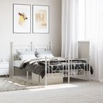 vidaXL Cadre de lit métal avec tête de lit/pied de lit blanc 120x190cm