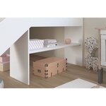 Lit toboggan enfant - Décor Blanc et chêne Jackson - Sommier inclus - 90 x 200 cm