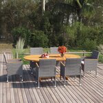 vidaXL Ensemble de salle à manger de jardin 7 Pièces Résine tressée Gris