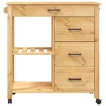 vidaXL Chariot de cuisine MONZA 84x40x88 5 cm bois massif de pin