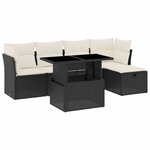 vidaXL Salon de jardin 6 Pièces avec coussins noir résine tressée