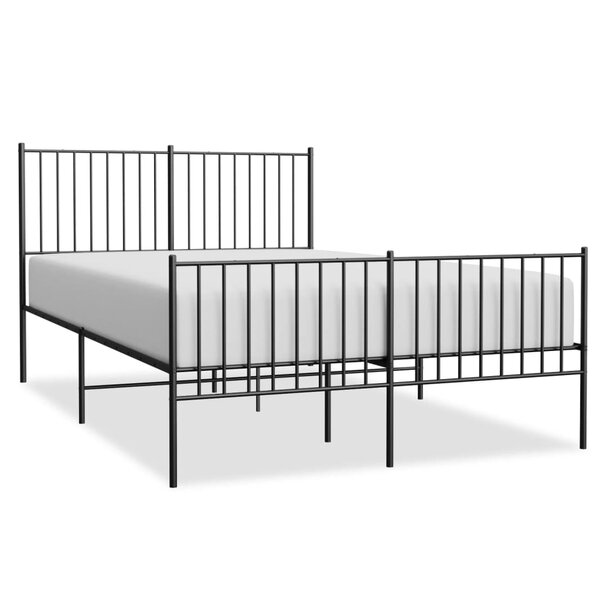 vidaXL Cadre de lit métal avec tête de lit/pied de lit noir 140x190 cm