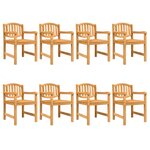 vidaXL Chaises de jardin lot de 8 58x59x88 cm bois massif de teck