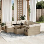 vidaXL Salon de jardin avec coussins 9 Pièces beige résine tressée
