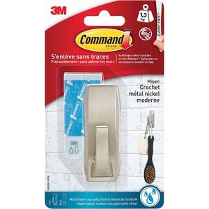 Crochet pour salle de bain métal 'modern'  argent command