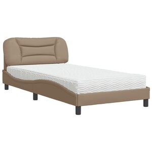 vidaXL Lit avec matelas cappuccino 100x200 cm similicuir