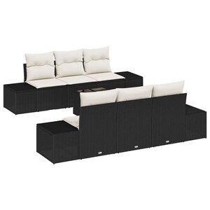 vidaXL Ensemble de canapé de jardin 8 Pièces Noir et Crème polyrotin