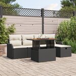 vidaXL Ensemble de Canapés de Jardin 6 Pièces avec Coussins Noir Rattan Poly