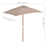 vidaXL Parasol avec mât en bois 150 x 200 cm Taupe