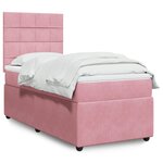 vidaXL Sommier à lattes de lit avec matelas Rose 90x200 cm Velours