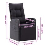 vidaXL Ensemble de salle à manger jardin 5 pièces avec coussins noir poly rattan bois d'acacia