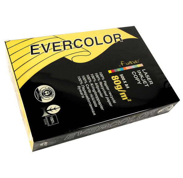 Ramette 500 Feuilles Papier 80g A4 210x297 mm Certifié Ange Bleu Citron EVERCOLOR