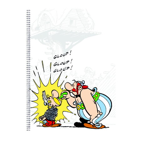 Cahier à spirales a4 - 100 pages lignées - astérix et obélix - gloup gloup gloup