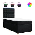 vidaXL Sommier à lattes de lit avec matelas Noir 90x200 cm Tissu