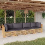 vidaXL Salon de jardin 4 Pièces avec coussins Bois de teck solide