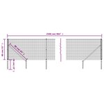 vidaXL Clôture en treillis métallique et piquet d'ancrage vert 0 8x25m