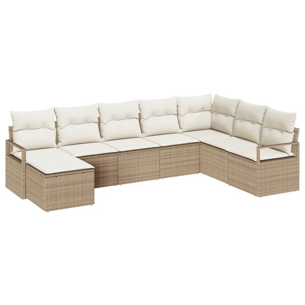 Ensemble de canapé de jardin 8 pièces vidaXL avec coussins beige poly rotin