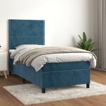 vidaXL Sommier à lattes de lit avec matelas Bleu foncé 100x200 cm