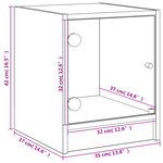 vidaXL Table de chevet avec porte en verre sonoma gris 35x37x42 cm