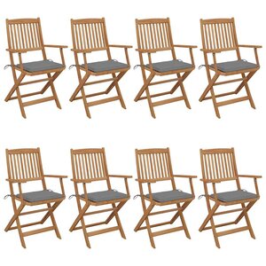vidaXL Chaises pliables de jardin lot de 8 avec coussins Bois d'acacia