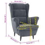 vidaXL Fauteuil gris foncé velours