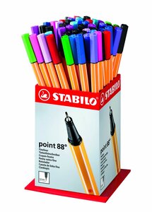 Godet de 60 Stylo-Feutre POINT 88 Pointe Fine 0,4 mm couleurs assorties STABILO