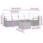 Ensemble de Canapé de Jardin 6 pièces vidaXL avec Coussins Noir Poly Rattan Acacia