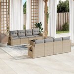 vidaXL Salon de jardin avec coussins 9 Pièces beige résine tressée